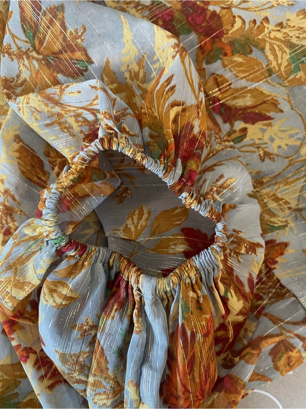 Maurices Boho Floral Metallic Blouse Sheer Peasant Ballon Sleeves SZ S - Picture 6 of 7